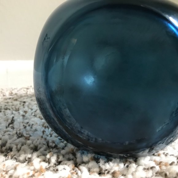 Accents Decorative Handblown Blue Clear Glass Bottle Vase 12 In